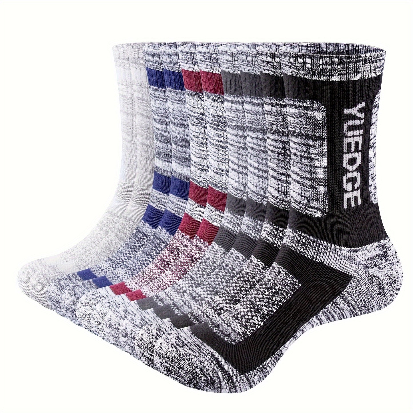 10 Pairs Men's Moisture Wicking Cushioned Crew Athletic Socks - Walking, Hiking, Work Boot Socks - For Men Shoe Size 6-9/9-12/10-13 - Breathable & Comfortable - Ideal Gift for Active Men