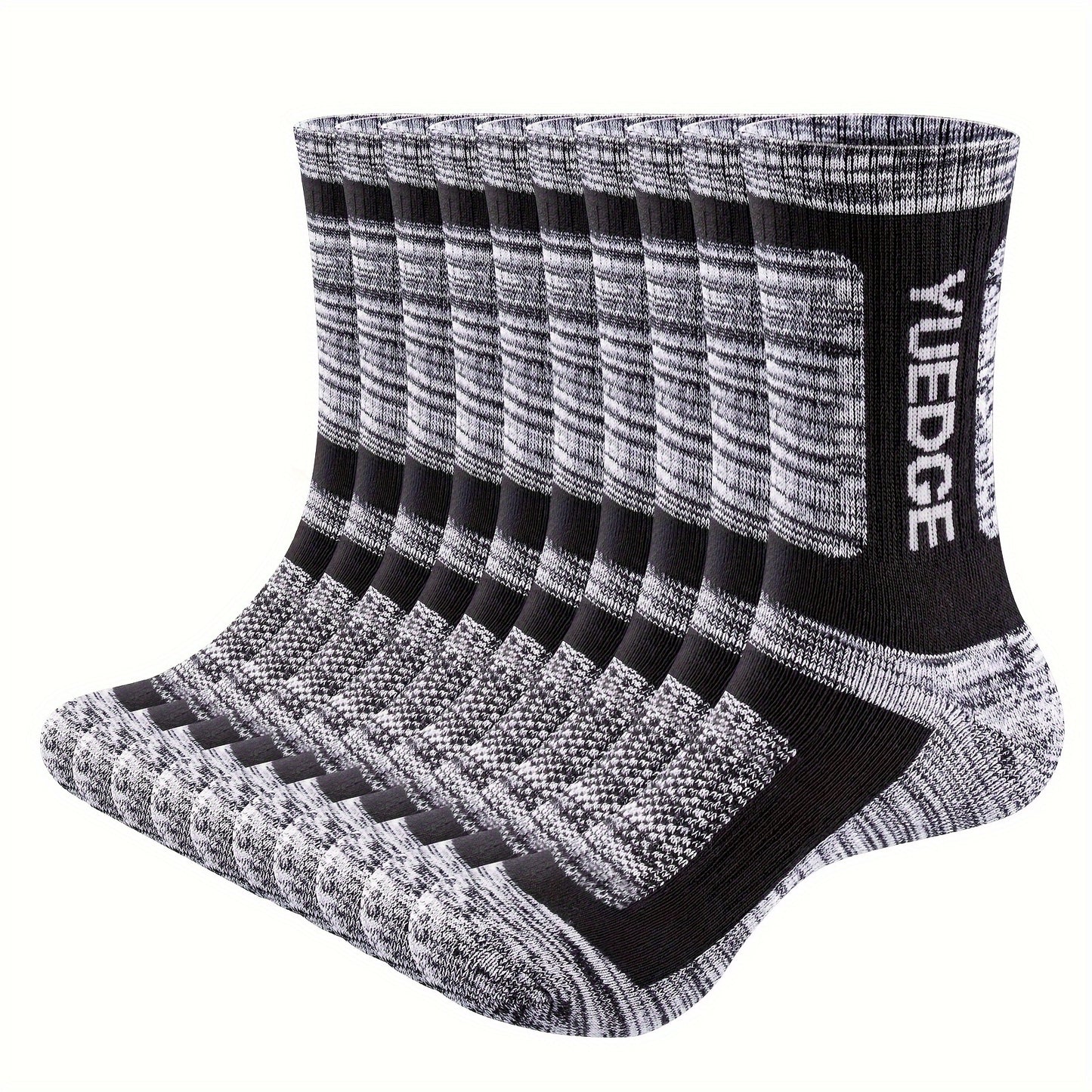10 Pairs Men's Moisture Wicking Cushioned Crew Athletic Socks - Walking, Hiking, Work Boot Socks - For Men Shoe Size 6-9/9-12/10-13 - Breathable & Comfortable - Ideal Gift for Active Men