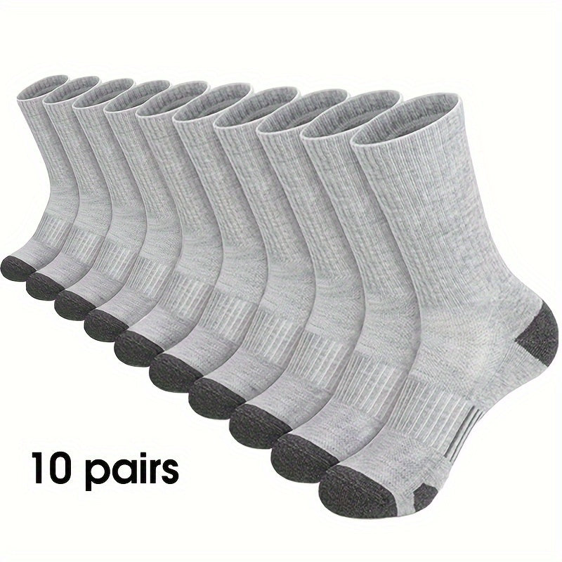 10/20 Pairs Elastic Socks, Mid-calf Sports Socks For Spring, Summer And Autumn, Men's Solid Color Stockings Running Socks, Versatile Casual Socks