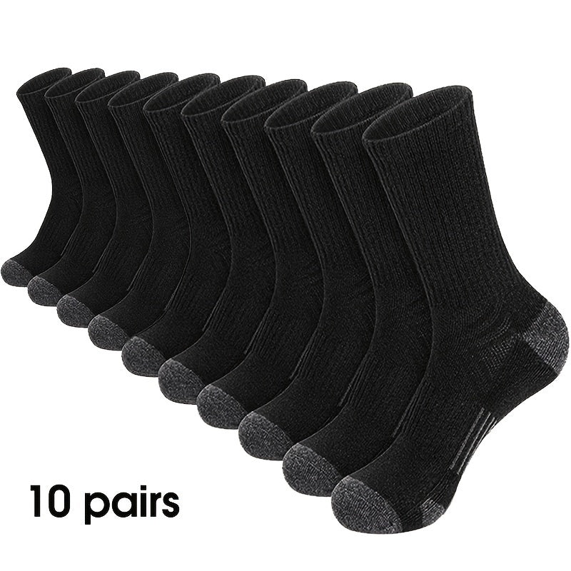 10/20 Pairs Elastic Socks, Mid-calf Sports Socks For Spring, Summer And Autumn, Men's Solid Color Stockings Running Socks, Versatile Casual Socks
