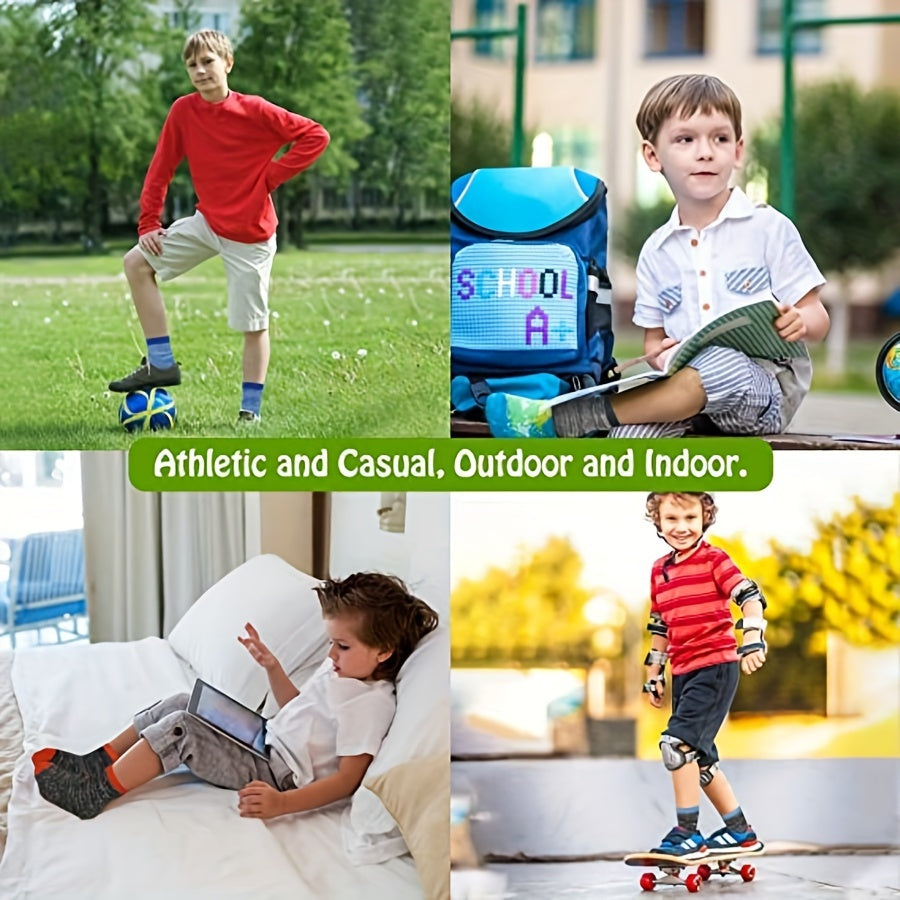 12 Pair Of Boy's Mid Crew Sport Socks, Sweat-absorbing Comfy Breathable Socks For Boy's Basketball Training, Running Outdoor Activitiess