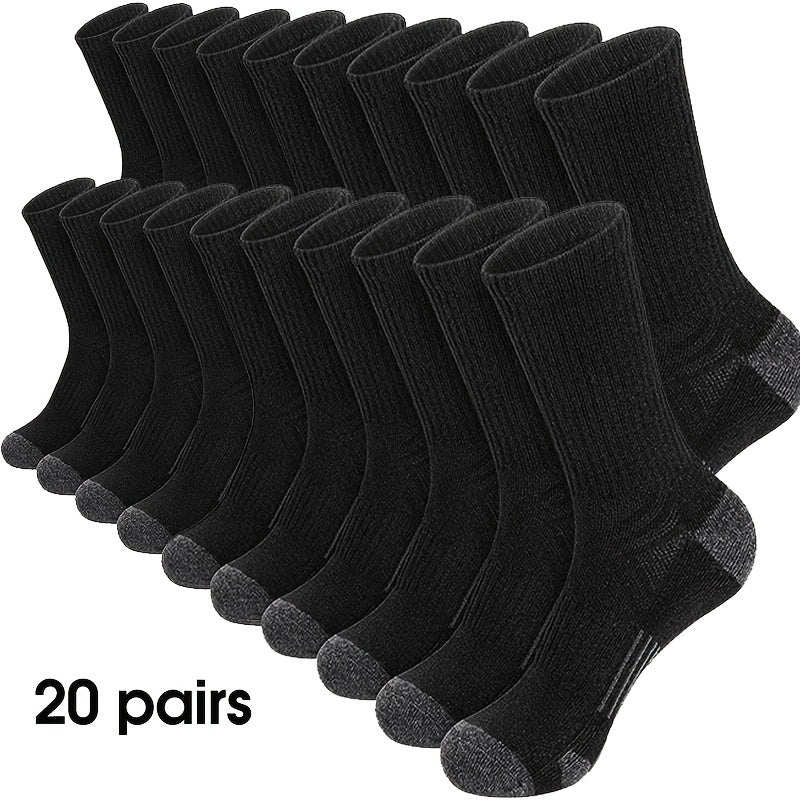 10/20 Pairs Elastic Socks, Mid-calf Sports Socks For Spring, Summer And Autumn, Men's Solid Color Stockings Running Socks, Versatile Casual Socks