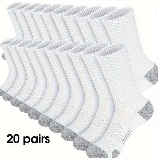 10/20 Pairs Elastic Socks, Mid-calf Sports Socks For Spring, Summer And Autumn, Men's Solid Color Stockings Running Socks, Versatile Casual Socks