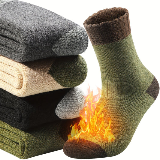 4 Pairs of Ultra-Soft, Breathable Merino Wool Thermal Socks - Warm, Cozy, and Comfy for Winter Hiking and Outdoor Activities - Thick, Crew-Style Boot Socks with Excellent Moisture-Wicking Properties