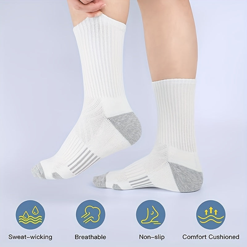 10/20 Pairs Elastic Socks, Mid-calf Sports Socks For Spring, Summer And Autumn, Men's Solid Color Stockings Running Socks, Versatile Casual Socks