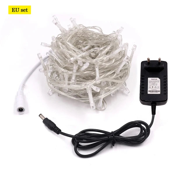 10m 20m 100m LED String Light Xmas Outdoor Christmas Lights 12V DC Dimmable Waterproof Fairy Light Wedding Party Holiday Lights