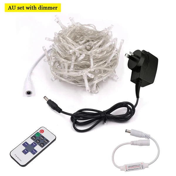 10m 20m 100m LED String Light Xmas Outdoor Christmas Lights 12V DC Dimmable Waterproof Fairy Light Wedding Party Holiday Lights