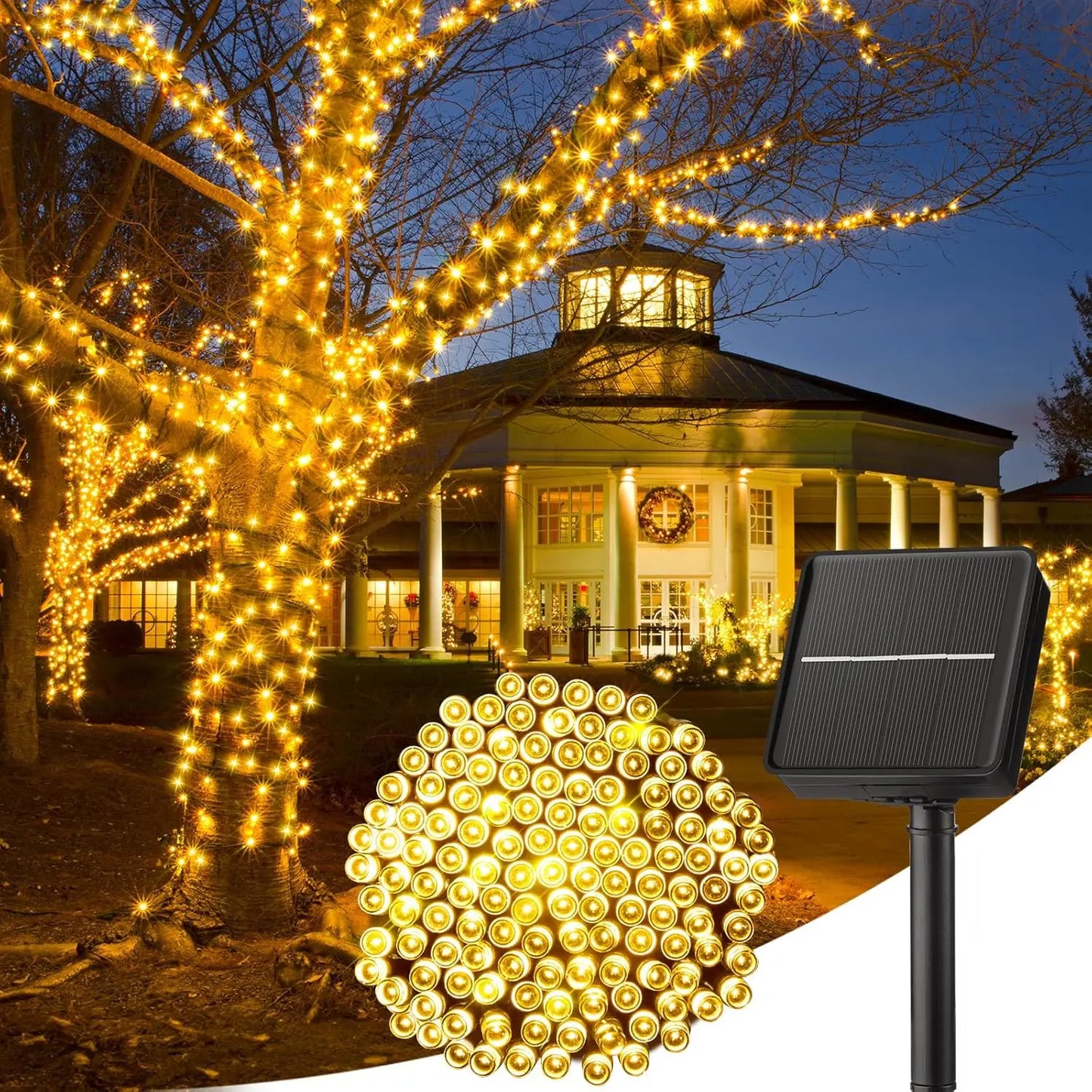 100LED Solar String Lights Outdoor Waterproof Fairy Lights String 8 Mode for Home Gardens Wedding Party Xmas Outdoor Tree Decor