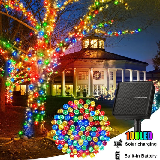 100LED Solar String Lights Outdoor Waterproof Fairy Lights String 8 Mode for Home Gardens Wedding Party Xmas Outdoor Tree Decor