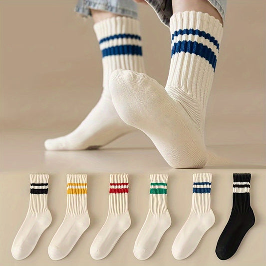 3 Pairs Of Men's Anti Odor & Sweat Absorption Fashion Crew Socks, Comfy & Breathable Socks, For Daily & Outdoor Wearing, All Seasons Wearing