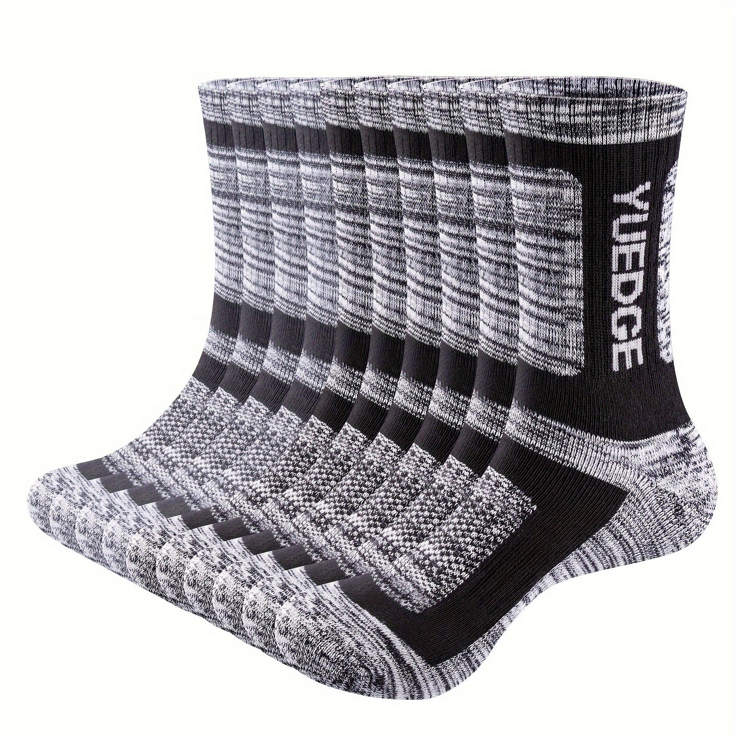 10 Pairs Men's Moisture Wicking Cushioned Crew Athletic Socks - Walking, Hiking, Work Boot Socks - For Men Shoe Size 6-9/9-12/10-13 - Breathable & Comfortable - Ideal Gift for Active Men